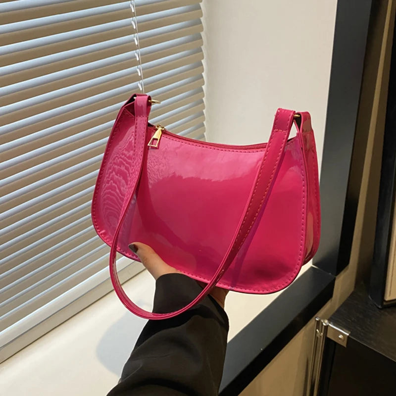 Retro Solid Color PU Ladies Hand Bags