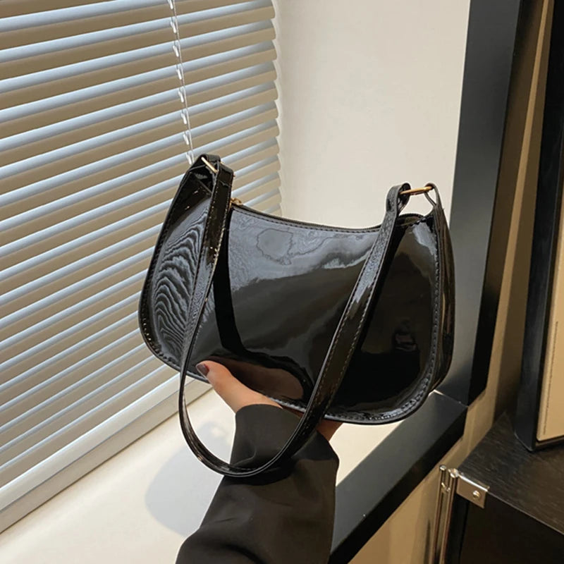 Retro Solid Color PU Ladies Hand Bags