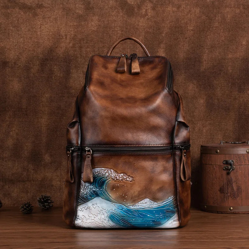 Soft Leather Women Big Capacity BagHandmade Female