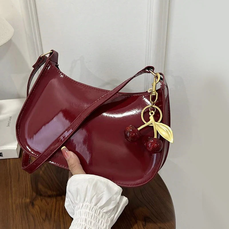 Retro Solid Color PU Ladies Hand Bags