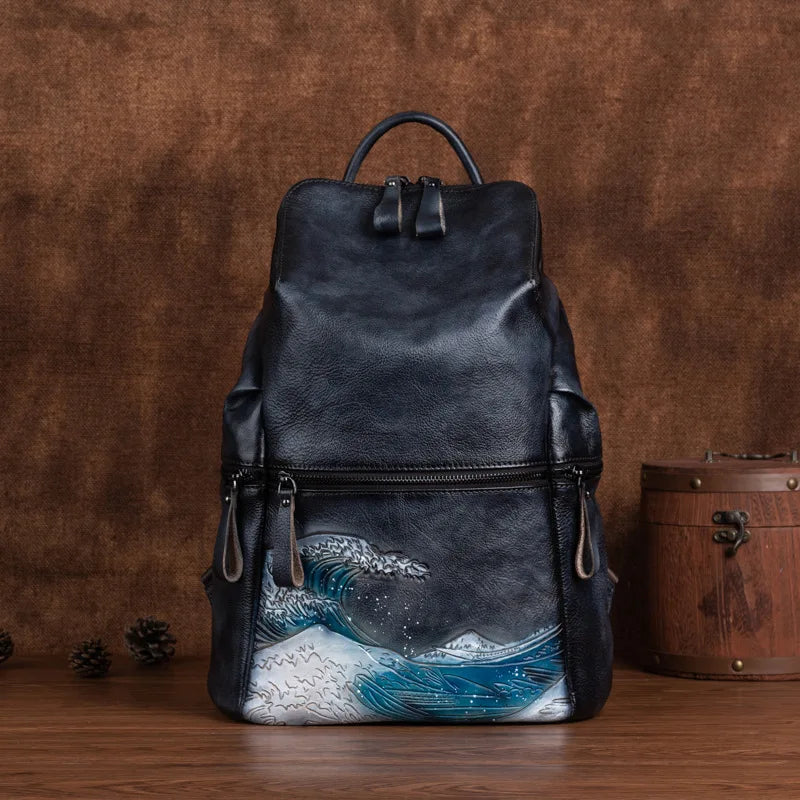 Soft Leather Women Big Capacity BagHandmade Female