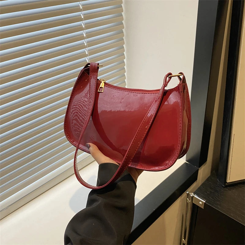 Retro Solid Color PU Ladies Hand Bags