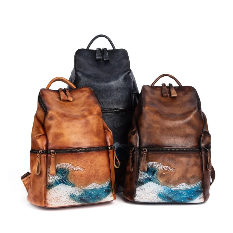 Soft Leather Women Big Capacity BagHandmade Female