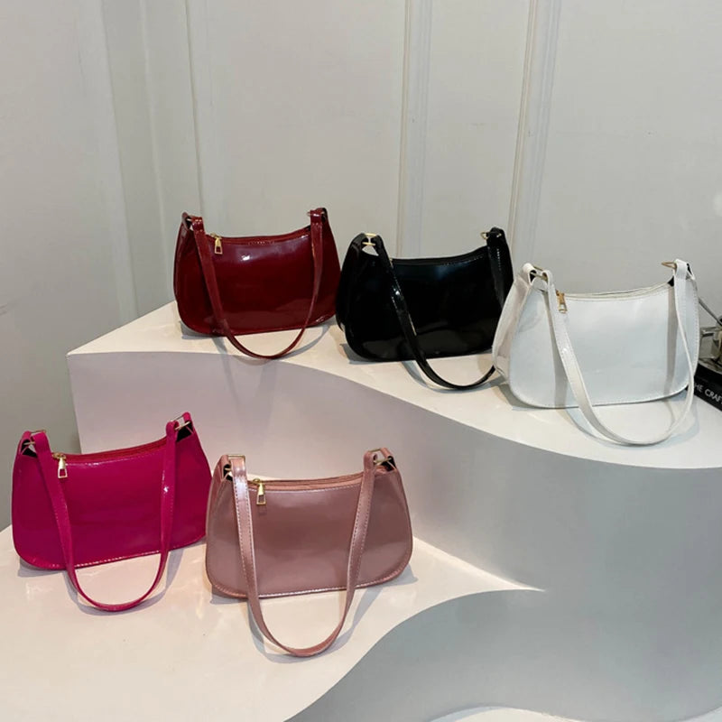 Retro Solid Color PU Ladies Hand Bags
