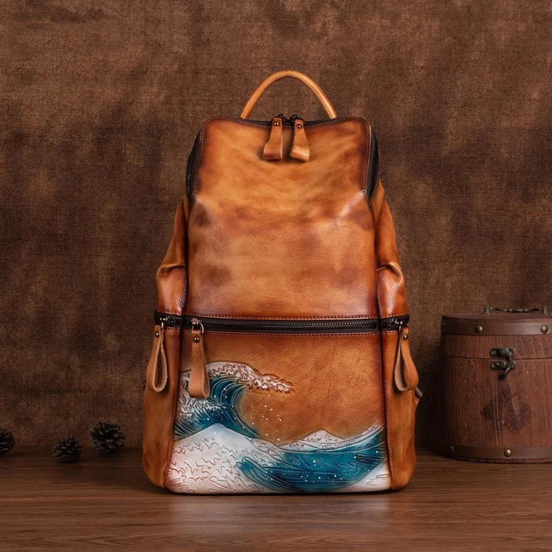 Soft Leather Women Big Capacity BagHandmade Female