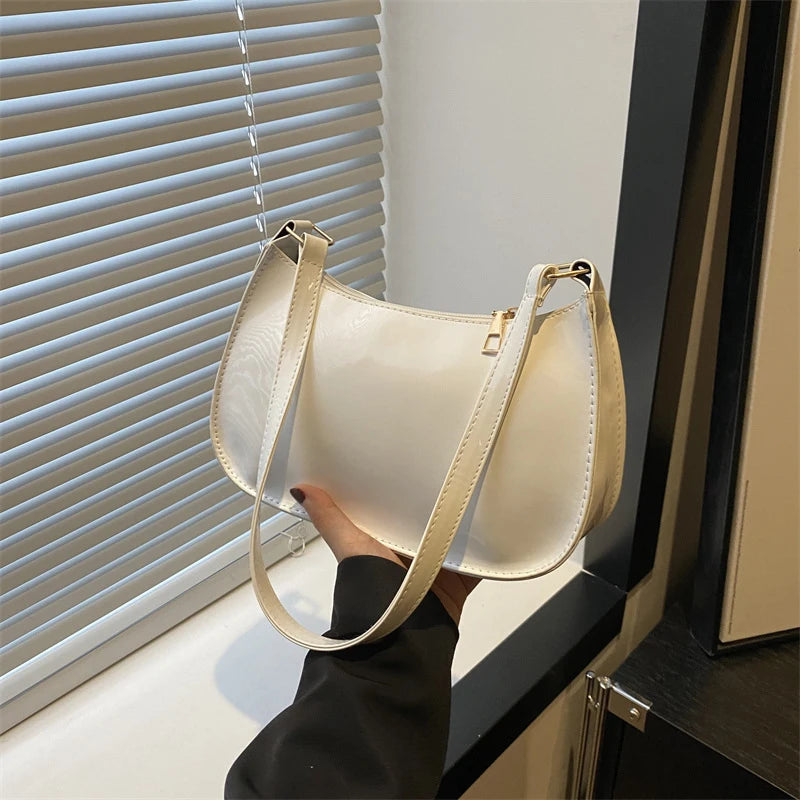 Retro Solid Color PU Ladies Hand Bags