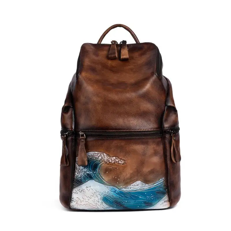 Soft Leather Women Big Capacity BagHandmade Female