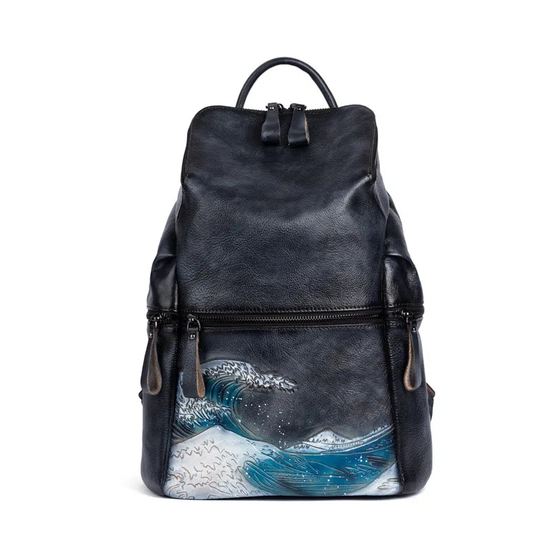 Soft Leather Women Big Capacity BagHandmade Female