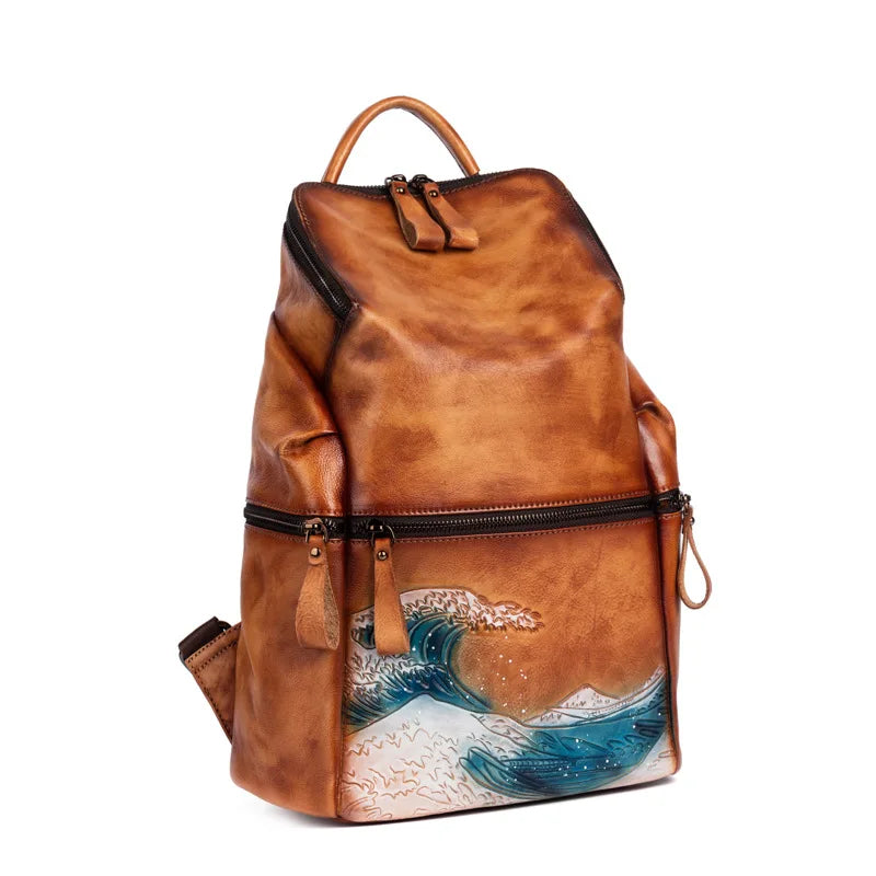 Soft Leather Women Big Capacity BagHandmade Female