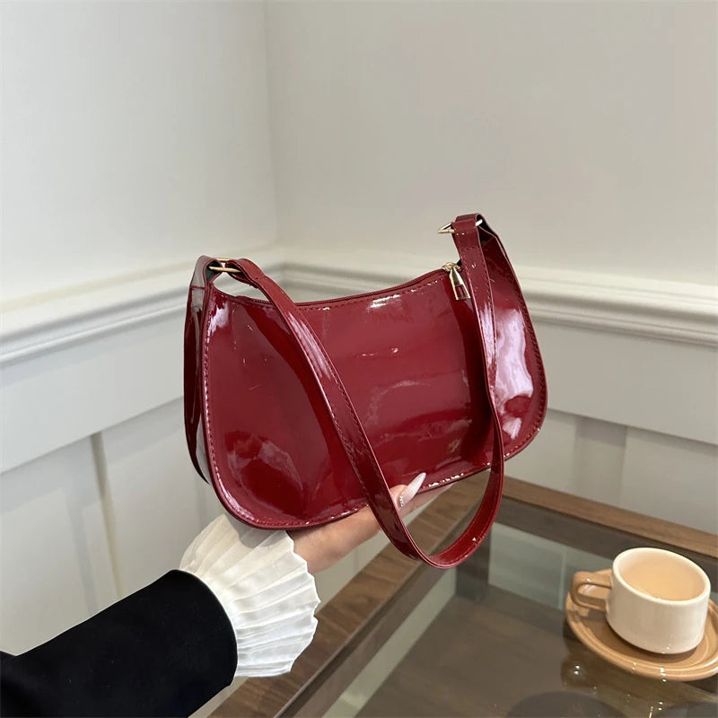 Retro Solid Color PU Ladies Hand Bags