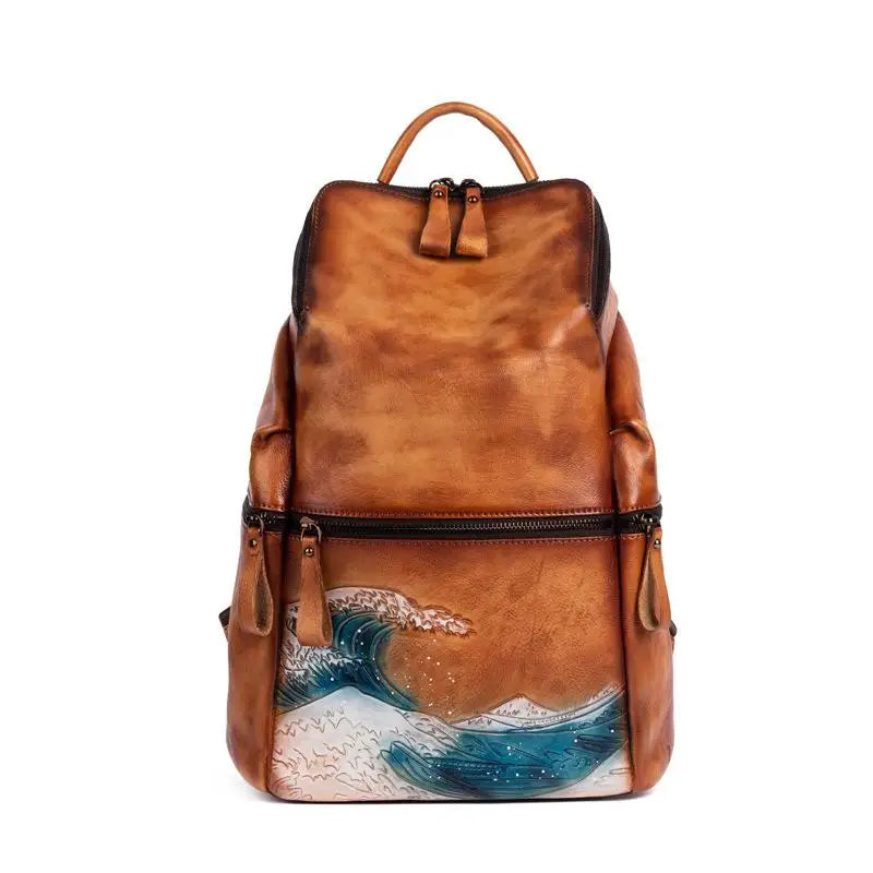 Soft Leather Women Big Capacity BagHandmade Female